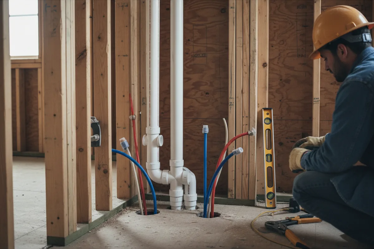 Drain and supply rough-in during Sump Pump Repair in Erie